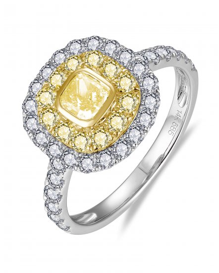 MULTI TONE CUSHION DIAMOND ENGAGEMENT RING (TR6179)
